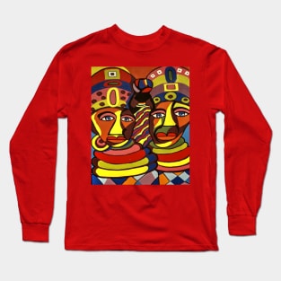 African Traditional Tribal Women Abstract Art Canvas Painting Long Sleeve T-Shirt